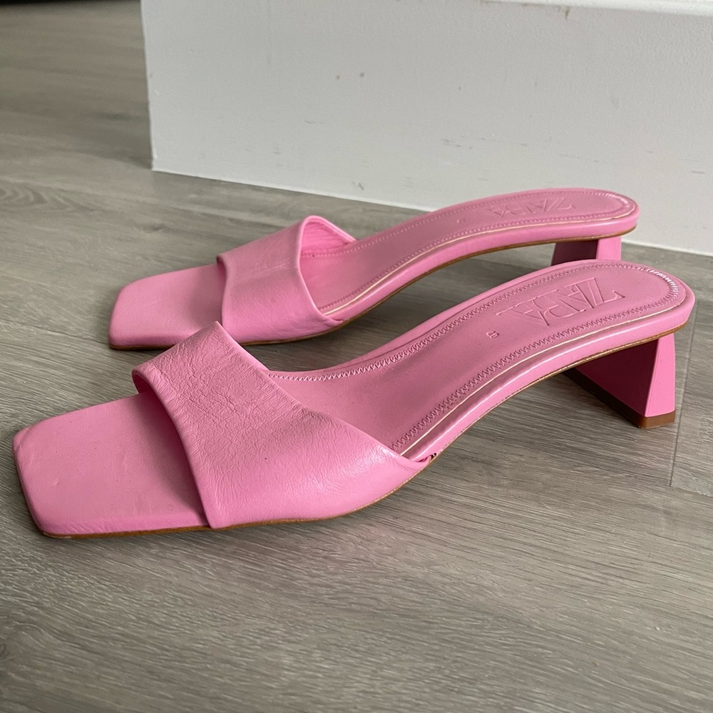 ZARA mid heel leather mules - Picture 7 of 12